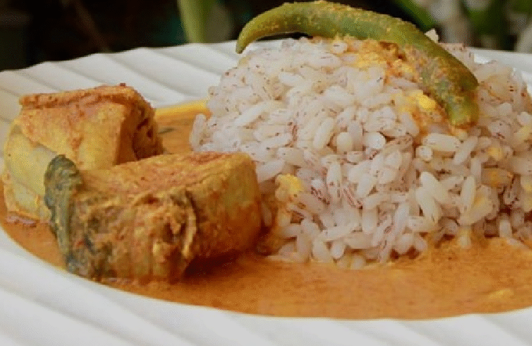 Fish curry on Brown rice
